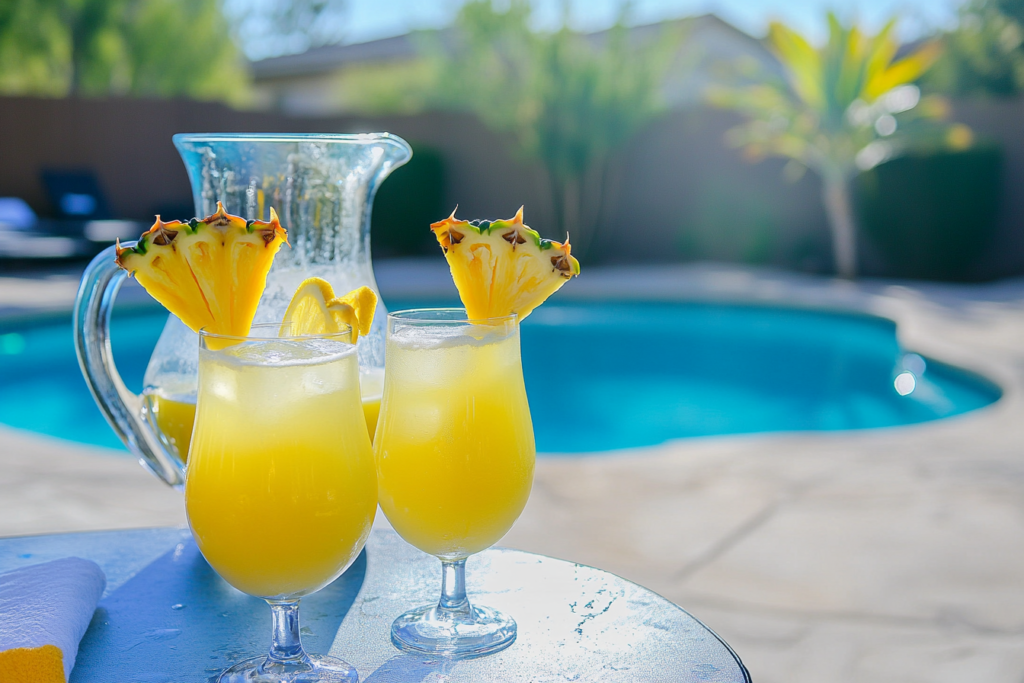 Two glasses of Pineapple Lemonade, ready to enjoy.